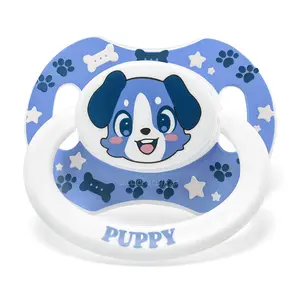 LittleForBig Bigshield Gen-II Adult Sized Printed Pacifier Little Blue Puppy Pattern Blue for Comfort and Security