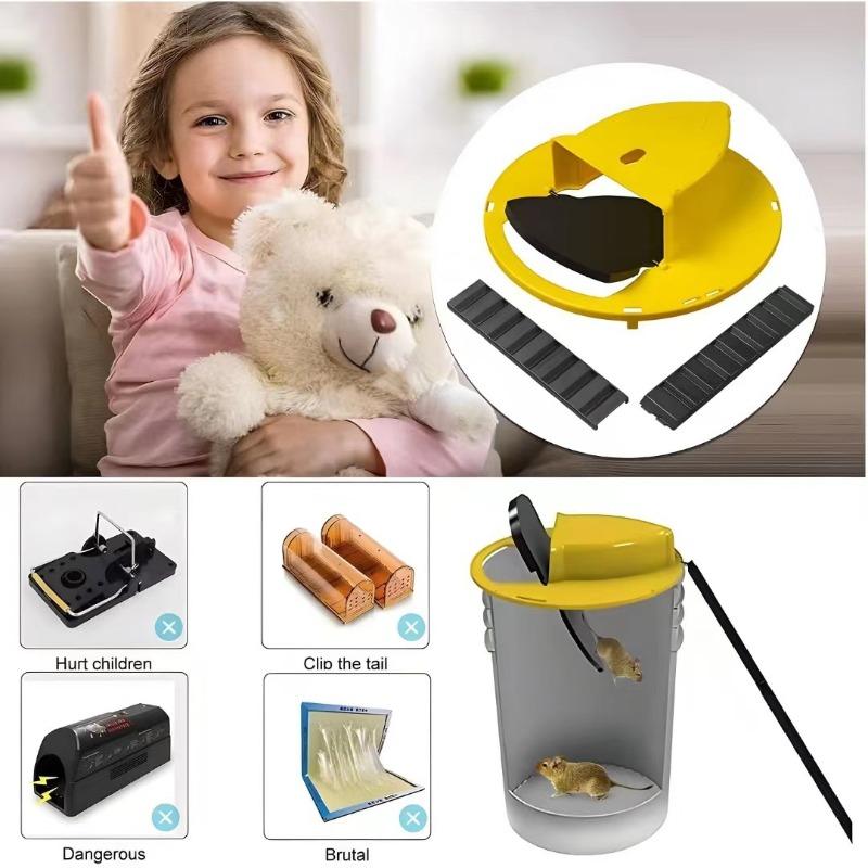 Flip 'N Slide Bucket Mouse Trap - Multi-Catch, Auto-Reset, Humane/Lethal Rat Trap - ABS Plastic Material, Reusable Mouse Traps for Indoor Home & Outdoor Use