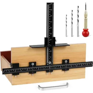 Aluminum Cabinet Hardware Jig, Punch Locator Drill Guide, Drilling Dowelling Guide for Installation of Handles Knobs on Doors and Drawer, Cabinet Template Tool for Handles and PullsQuesear