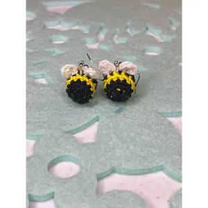 Bee Earrings - Yellow Beads with Black Accents, Decorative Design, Elegant Style