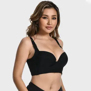 Cubidupi Deep V Wireless Bra | Wide Straps Seamless U-Back, Strong Side Support to Smooth Underarm Bulge