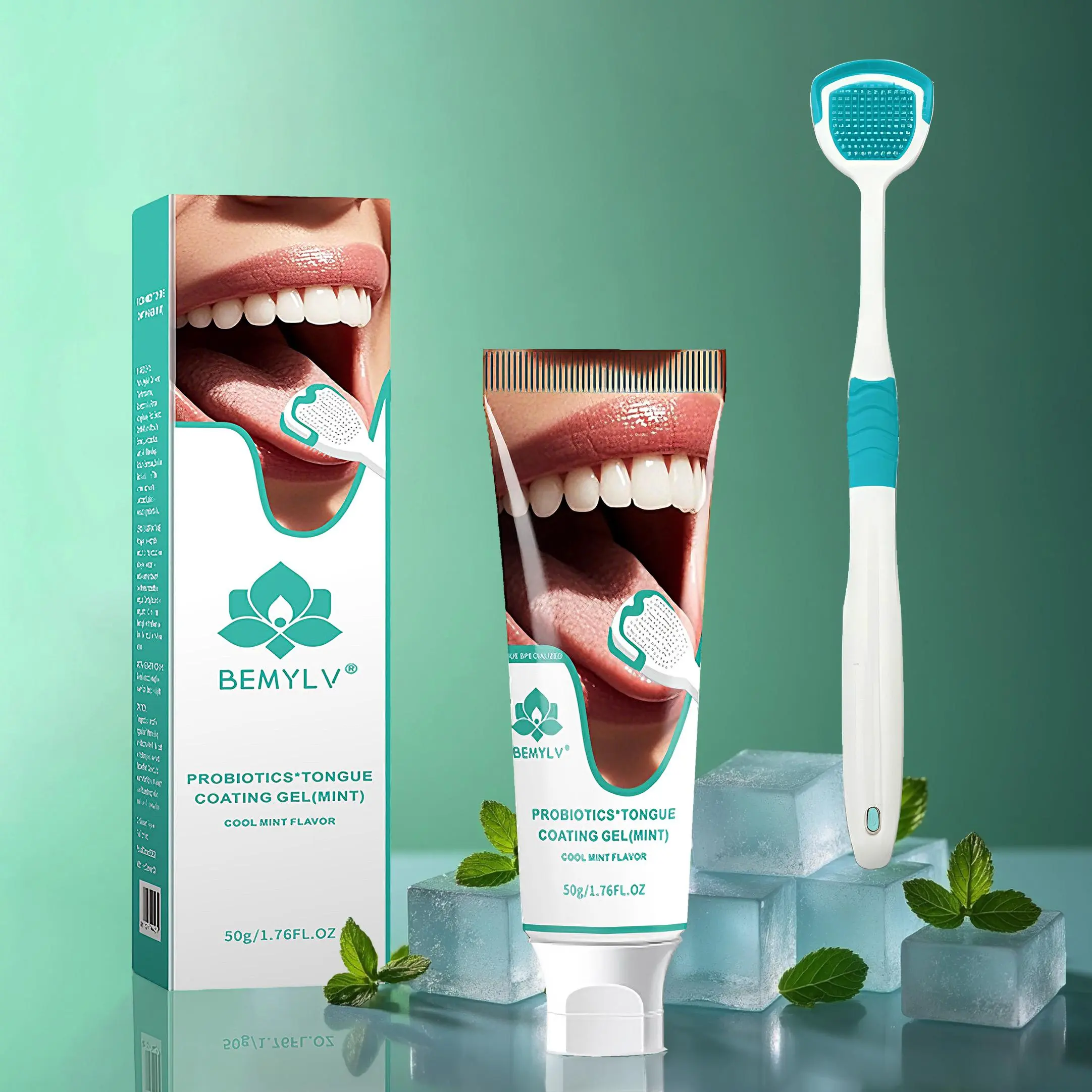 Probiotics Mint Tongue Clean Kit  1 Min Deep Clean for Stubborn Coating Bad Breath Post Meal Smoking Essential 50g Long Lasting Freshness