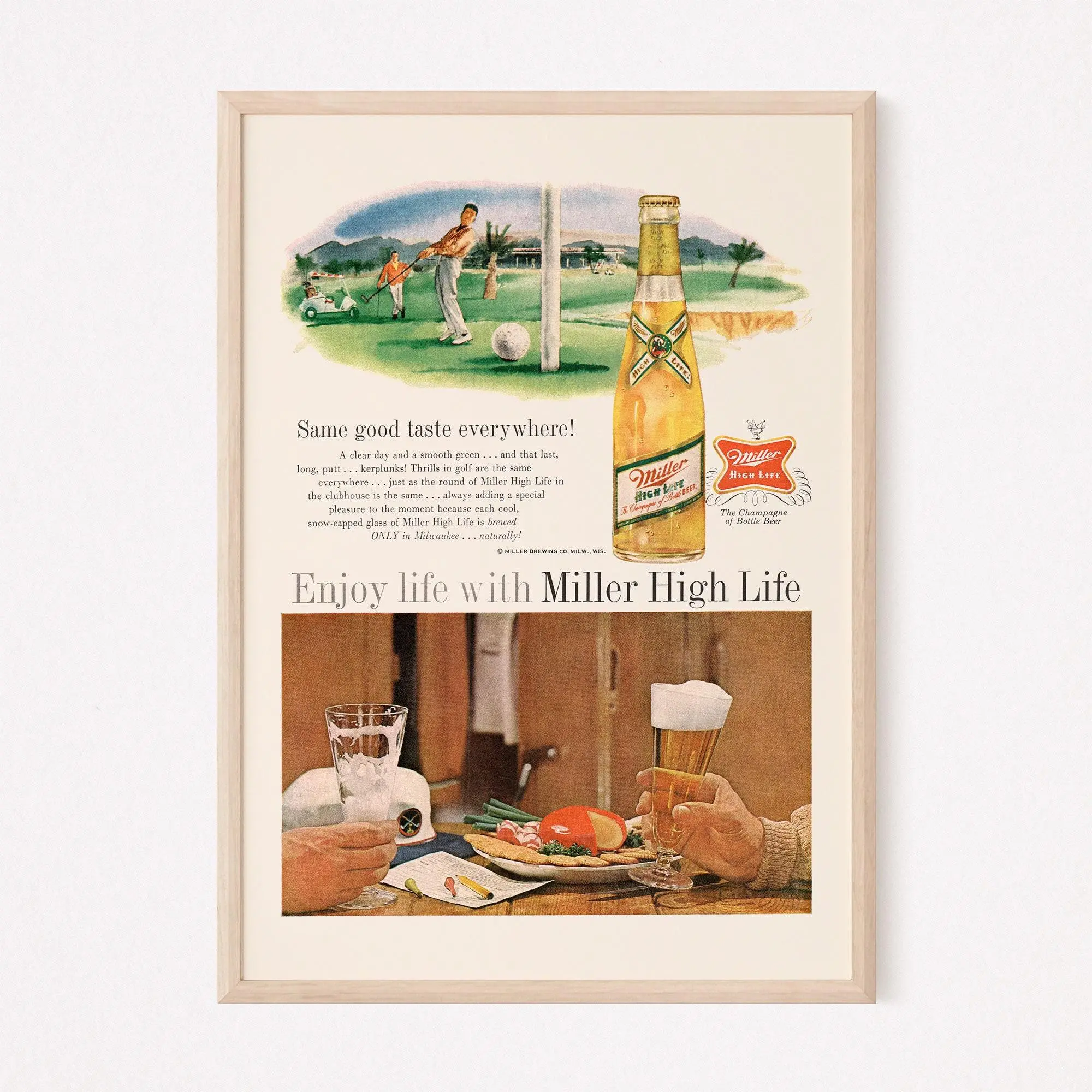 BEER's and GOLF Poster No Frame, Retro Beerrrr Ad, Bar Barware Wall Art, Beer Lover Gift, Kitsch Ad, Retro Beer's Poster, Decor Home