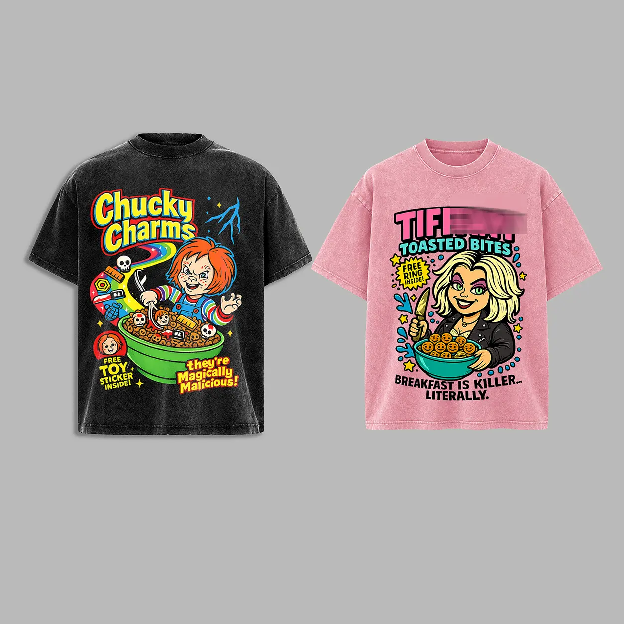 Chucky & Tiff Matching Couple Shirts - His and Hers Gothic Horror Graphic Tee - Vintage Washed Halloween Couples T-Shirt Set - Gift for Valentine