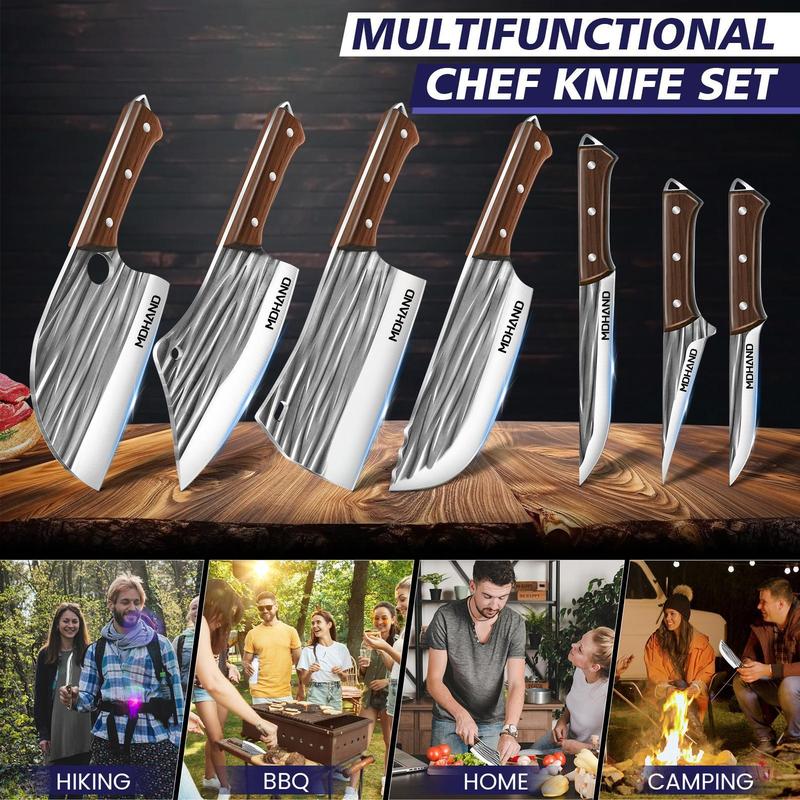 MDHAND 14pcs Chef Knife Set, Hand Forged High Carbon Steel,Includes Butcher,Meat Cleaver, Boning,and Viking Knives,with Knife Bag MDHAND 14pcs Chef Knife Set, Hand Forged High Carbon Steel,Includes Butcher,Meat Cleaver, Boning,and Viking Knives,with Knife Bag