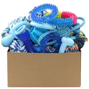 20 Pack Puppy Chew Toys - Blue Dog Teething Toys for Puppies, Puppy Teething Rings and Ropes, Rubber Toy Bundle for Small Dogs, Cute Interactive Dog Balls for Small Breed