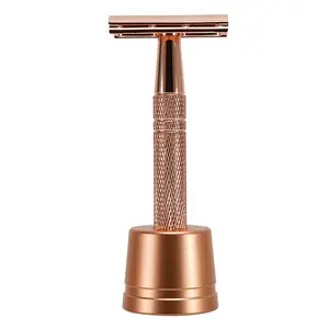 Rose Gold Razor Classic Double Edge Safety Razor For Mens Shaving&Womens Hair Removal 10 Shaving Blades Manual Shaver female Smooth Stainless