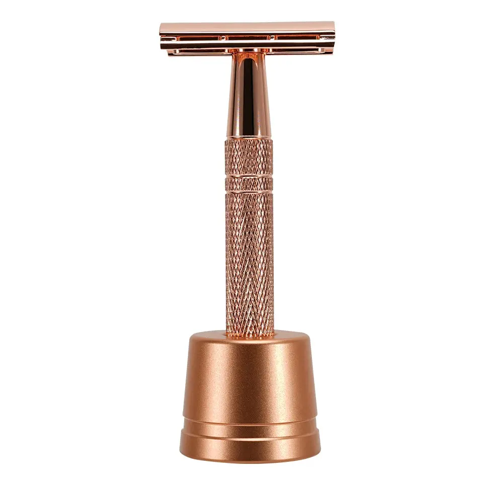 Rose Gold Razor Classic Double Edge Safety Razor For Mens Shaving&Womens Hair Removal 10 Shaving Blades Manual Shaver female Smooth Stainless