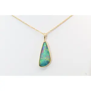 Radiant Ethiopian Opal Pendant | Solid Gold Design