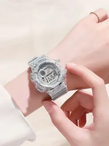 New High-Style Electronic Watch, Unisex Student Multifunctional Sports Wristwatch, Alarm Clock, Night Glow, Trendy Fashion Watch, Casual Wristwatch