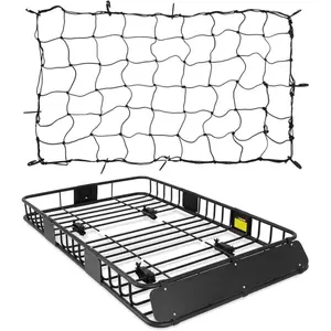 Roof Rack Basket With Net,Rooftop Steel Roof Rack,Cargo Carrier with 250 Lbs Capacity,Extension Black Car Top Luggage Holder 64"x 39" Universal for SUV/ Wagon / Seden