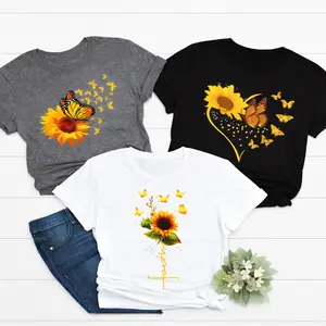 3-Pack Women’s Butterfly & Floral Graphic T-Shirts – Fitted Crew Neck Summer Tees, Cute Y2K Aesthetic Short Sleeve Tops, Soft Casual Everyday Outfit
