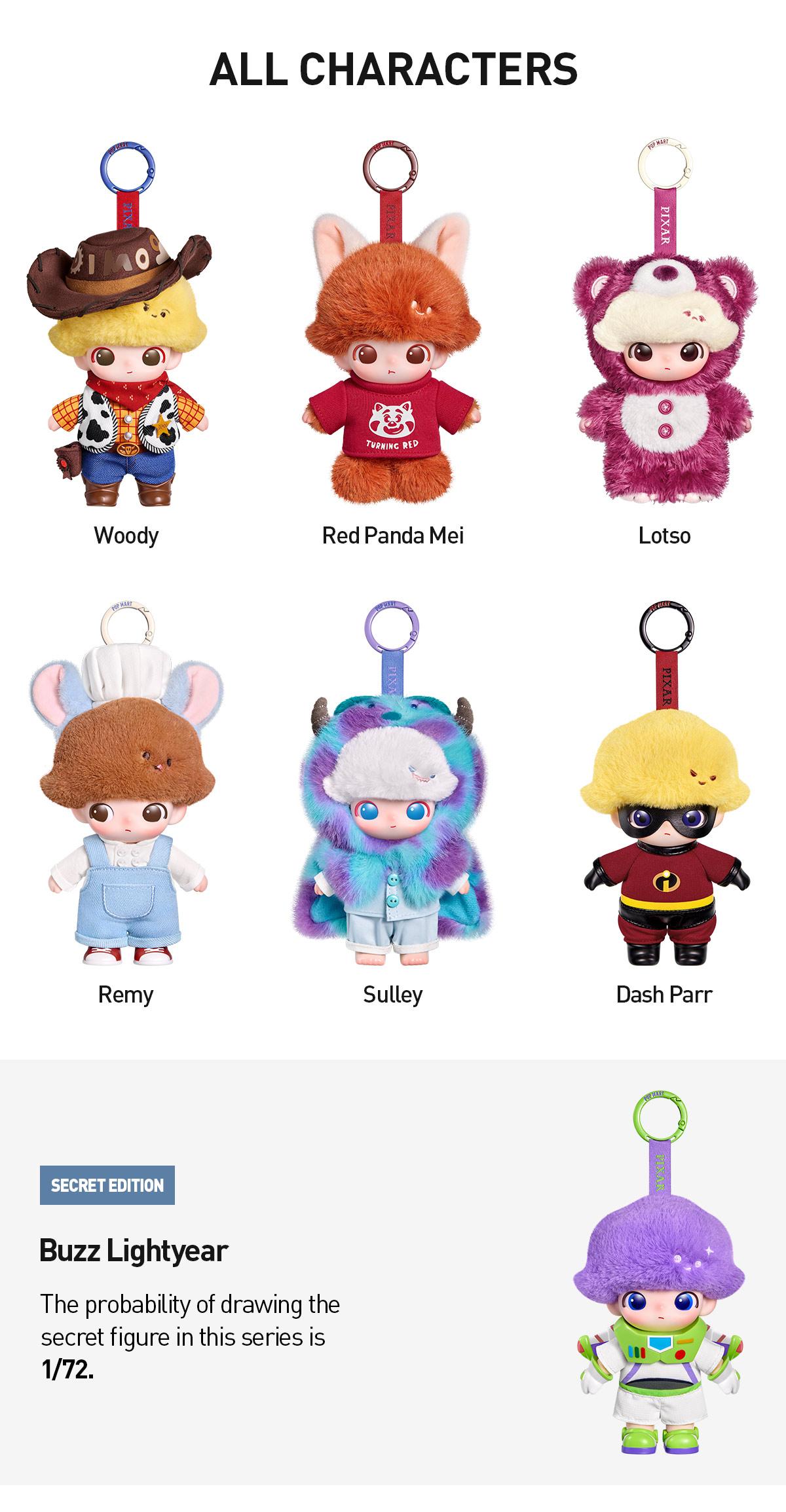 unboxing - POP MART DIMOO WORLD × PIXAR Series - Vinyl Plush Pendant Blind Box Keychain