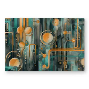 MWW C1MP243652AICX 24x36 in. Orange Astrological Machinery Large Metal Print Wall Art, Metal Prints for Home Decor, Large Metal Prints