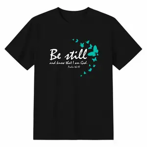 Unisex Christian Bible Verse Gifts Religious Butterfly Be Still God T-Shirt Casual Graphic Printed Vintage Tshirt Cargo