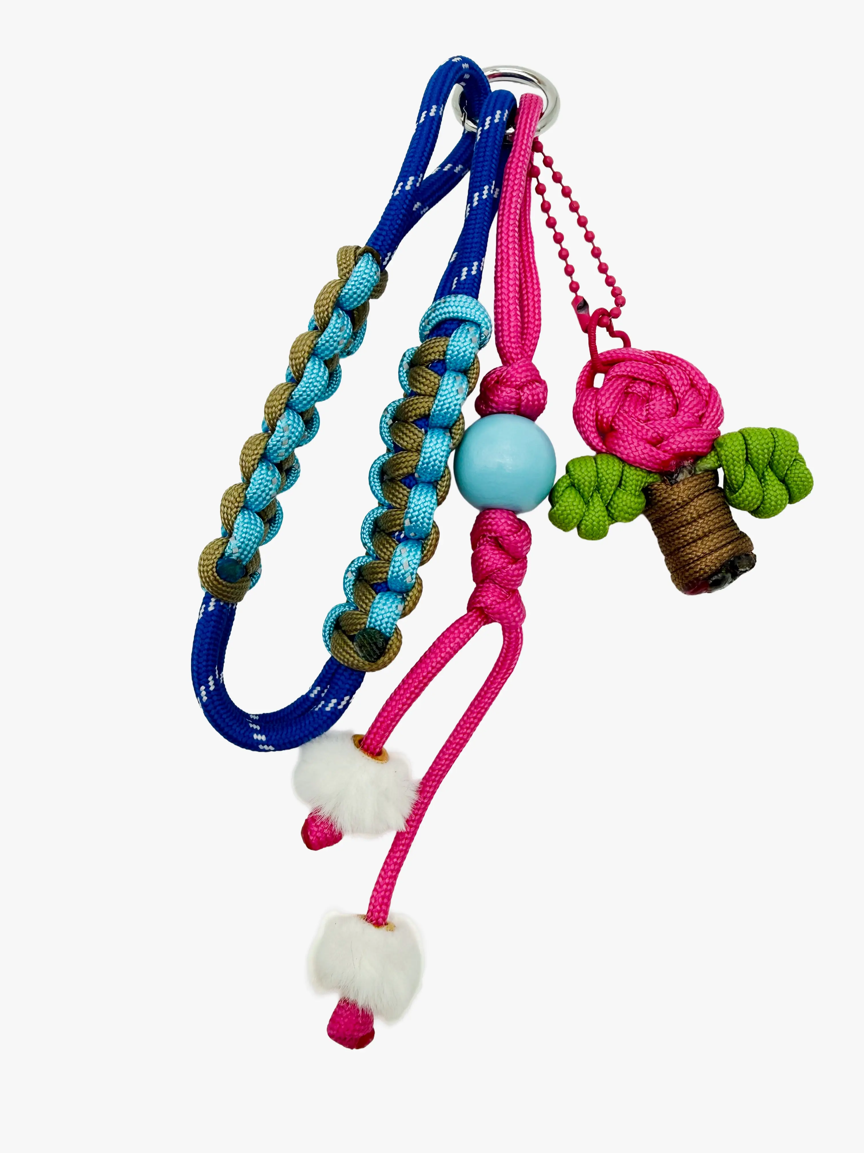 Back-to-School Handmade Rose Pot  Paracord Bag Charm & Phone Wrist Strap | Cute Backpack Accessory | Keychain & Wrist Lanyard Colorful Durable Smartphone Cellphone