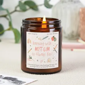 Nursery Teacher Gift Candle, Personalised Gift for Teacher, Scented Apothecary Candle, Christmas Gift