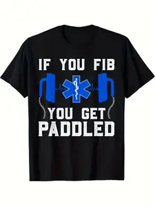 EMT Nurse Medical T-Shirt-If You Lie You'll Get Shocked "tagline with ECG and defibrillator graphic-heavy 180g cotton T-shirt suitable for EMT emergency room intensive care unit nursing assistant EMT-funny EMT gift clothing-local warehouse delivery men's