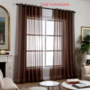 1 Piece Modern Simple Style Coffee Sheer Window Curtain (Light-Filtering & Non-See-Through), Grommet Top, Soft & Drapable, Simple & Elegant, Ideal for Living Room, Bedroom, Balcony Home Decoration