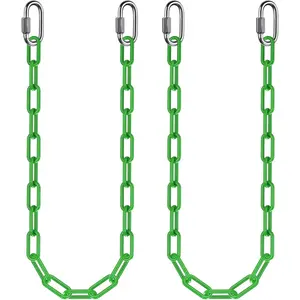 2Pcs 40 Heavy Duty Hanging Chains with Carabiners 1000 LBs Capacity Swing Extension Chain with Hooks Hammock Chains Green Coated Chain for Hanging Chair Punching Bags Swing Chair Egg Chairs