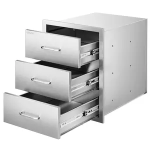 VEVOR Outdoor Kitchen Drawers 18.11" W x 23.23" D x 23.23" H, Triple-Access Stainless Steel Modular Drawer Cabinet with Handles, BBQ Island Drawer for Outdoor Kitchen or BBQ Island Patio Grill Statio