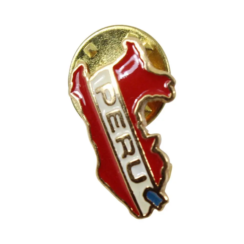 Unisex Hand-Painted Peruvian Souvenir Lapel Pin - Peru Map Design, Gold Metal Coating, Long-Lasting Materials, Casual Lapel Clip Brooch, One Size, Meaningful Gift for Boyfriend or Good Friend, Elegant