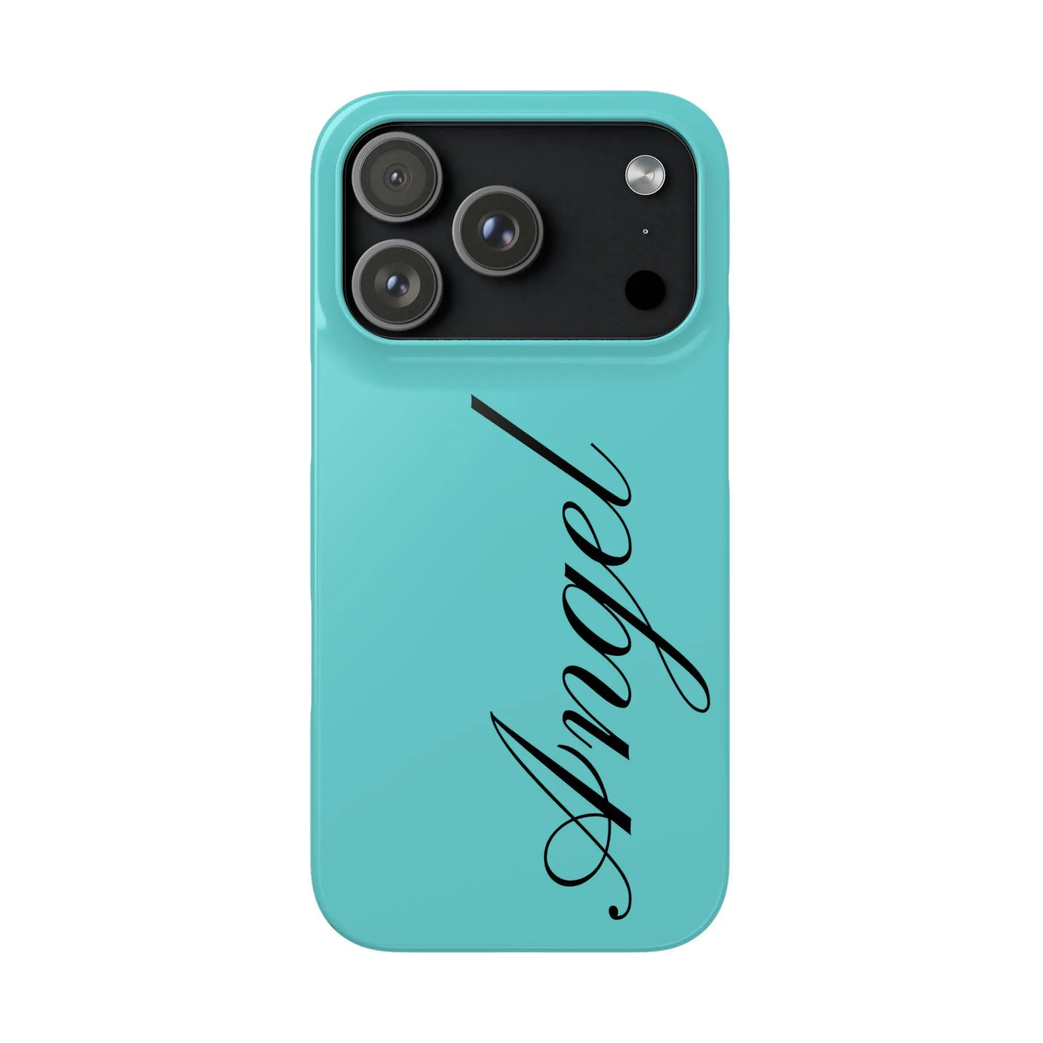 Angel Cursive Text Phone Case | Turquoise Esoteric Whimsy Suitable for iPhone 17-11 Pro Max/Plus and  Samsung Galaxy S23-25
