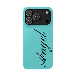 Angel Cursive Text Phone Case | Turquoise Esoteric Whimsy Suitable for iPhone 17-11 Pro Max/Plus and  Samsung Galaxy S23-25