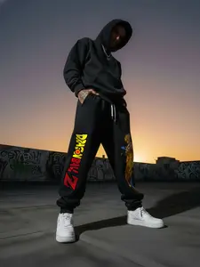 Super Saiyan Print Jogging Pants, Goku Graphics Pant for Daily Wear, Comfortable Sweatpants, Men's Stylish Skinny Jogger Pants, Fitness & Casual