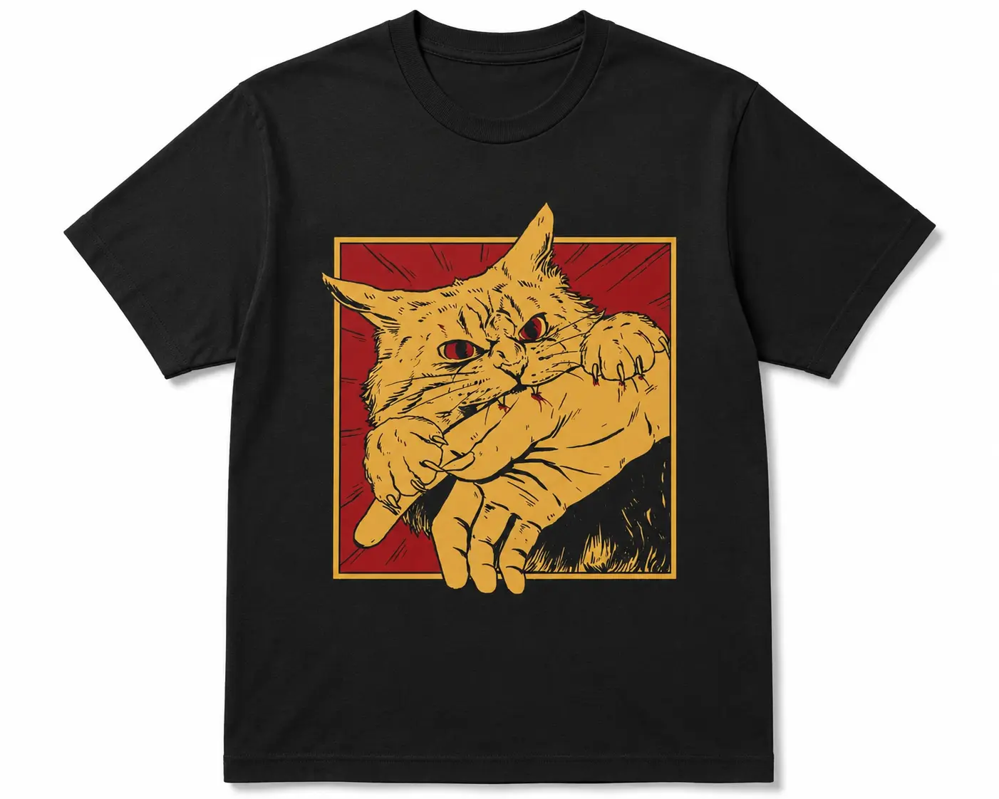 Vintage Cat Bite T-shirt, Retro Funny 90s Shirt, Vintage T-Shirt, Unisex Cotton Crewneck T-Shirt Menswear Womenswear Underwear Streetwear Top Hoodie Polyester