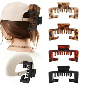 4 Pcs 5 Inch Women's Hat Clips, Tortoiseshell Large Adjustable Baseball Cap Clips, Suitable for Thick or Thin Hair, Gym Beach Holiday, Hair Claw Clips