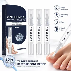 Antifungal Toenail Fungus Pen 3Pcs, 12ml Nail Repair Brush Applicator with Undecylenic Acid, Precise Non-Greasy Nail Care Solution for Thick, Yellow, Cracked Toenails and Fingernails, Daily Foot Care for Men & Women