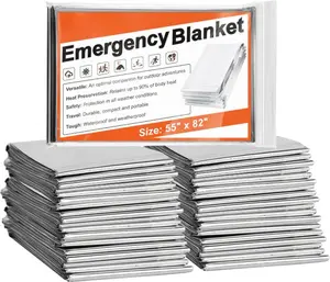 6 Pack Emergency Mylar Thermal Blanket, 84” x 52” Space Blankets, Emergency Thermal Blanket Space Rescue Survival Gear Camping for Outdoors, Hiking, Camping Survival