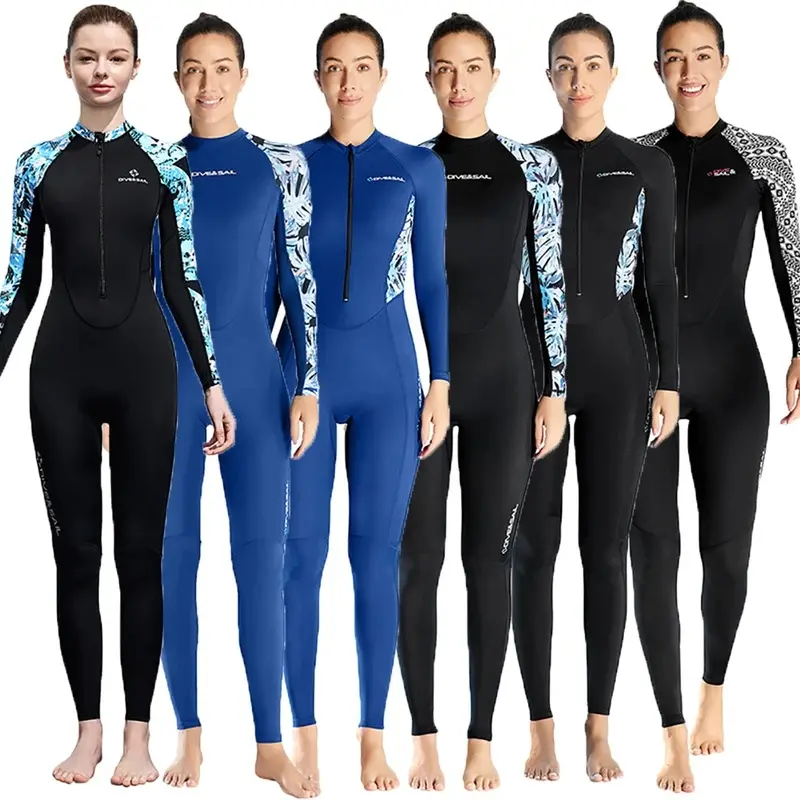 Women Full Body Swimsuit Rash Guard Lycra Thin Wetsuit One Piece Swimwear Zipper Long Sleeve Diving Skin Beachwears Sun Protect