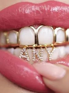 1pc 26 Alphabet DIY Zircon Design, Tooth gem, Personalized Letter Grillz SetJewelry for Black Women, Girls, Men, Gold/Silver-Tone Hip Hop Accessory, Suitable For Streetwear & Custom Statement Looks, Music Festivals, Date Night, Couple Gifts & K-Pop Style