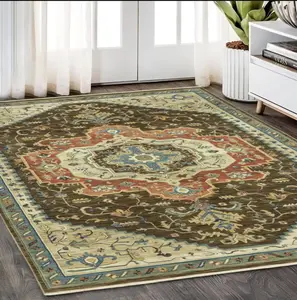 HomeRoots 574609 5 x 8 ft. Oriental Rectangle Area Rug with Fringe, Brown & Orange