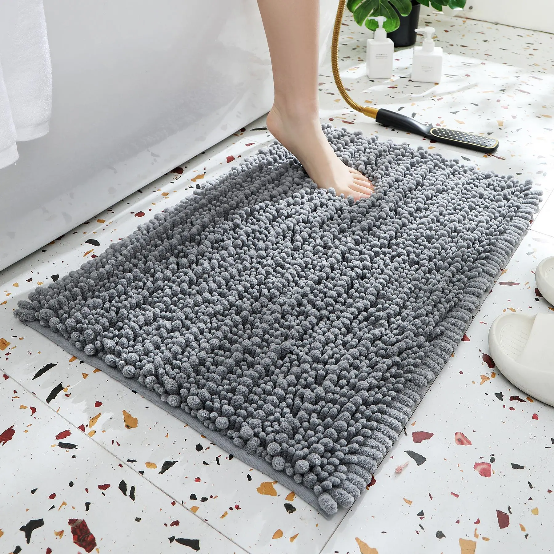 Soft Non-slip Bath Mat, Water Absorbent Mat, 1 Count Thick Absorbent Bath Rug, Machine Washable Bathroom Mat, Bathroom Accessories, Home Supplies