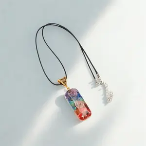 7 Chakra Orgone Pendant Necklace - Layered Healing Crystal Reiki Energy Amulet with Copper Spiral"