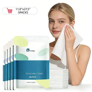 Extra Thick&Large 5Packs Disposable Face Towels, Ultra Soft & Thick Facial Towels for Sensitive Skin, Lint-Free Makeup Remover Dry Wipes, Multi-Purpose Cleansing Towelettes for Face Wipes, Skincare(11.8x27.5inches)