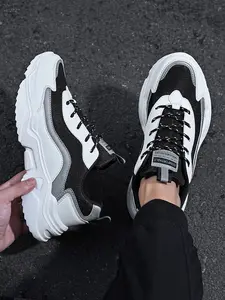 Men's Black and White Reflective Sneakers - Comfortable Design with Everyday Wear for City Life, Year-Round Shoes for Men​