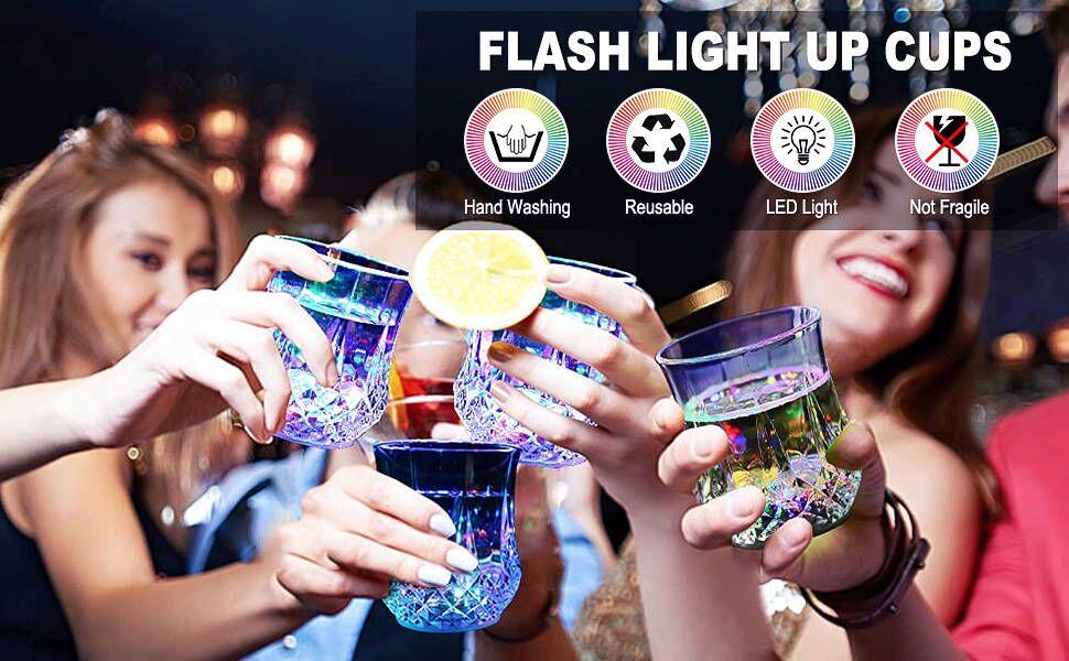Liquid Activated LED Color Changing Glasses Set - Acrylic Multicolor Flashing Drinking Glassware, Unisex Pre-Packed Party Gifts for Bar Disco Decor (2/4/6-Pack, 4-Pack Option Included), 2/4/6 Pcs Liquid Activated LED Color Changing Glasses Set - Acrylic Multicolor Flashing Drinking Glassware, Unisex Pre-Packed Party Gifts for Bar Disco Decor (2/4/6-Pack, 4-Pack Option Included), 2/4/6 Pcs