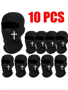 New Style Cross Print Balaclava Face Mask, Summer Balaclava Face Mask Hats for Daily Wear, UV Protector Motorcycle Ski Hat for Men & Women, Protective Gear