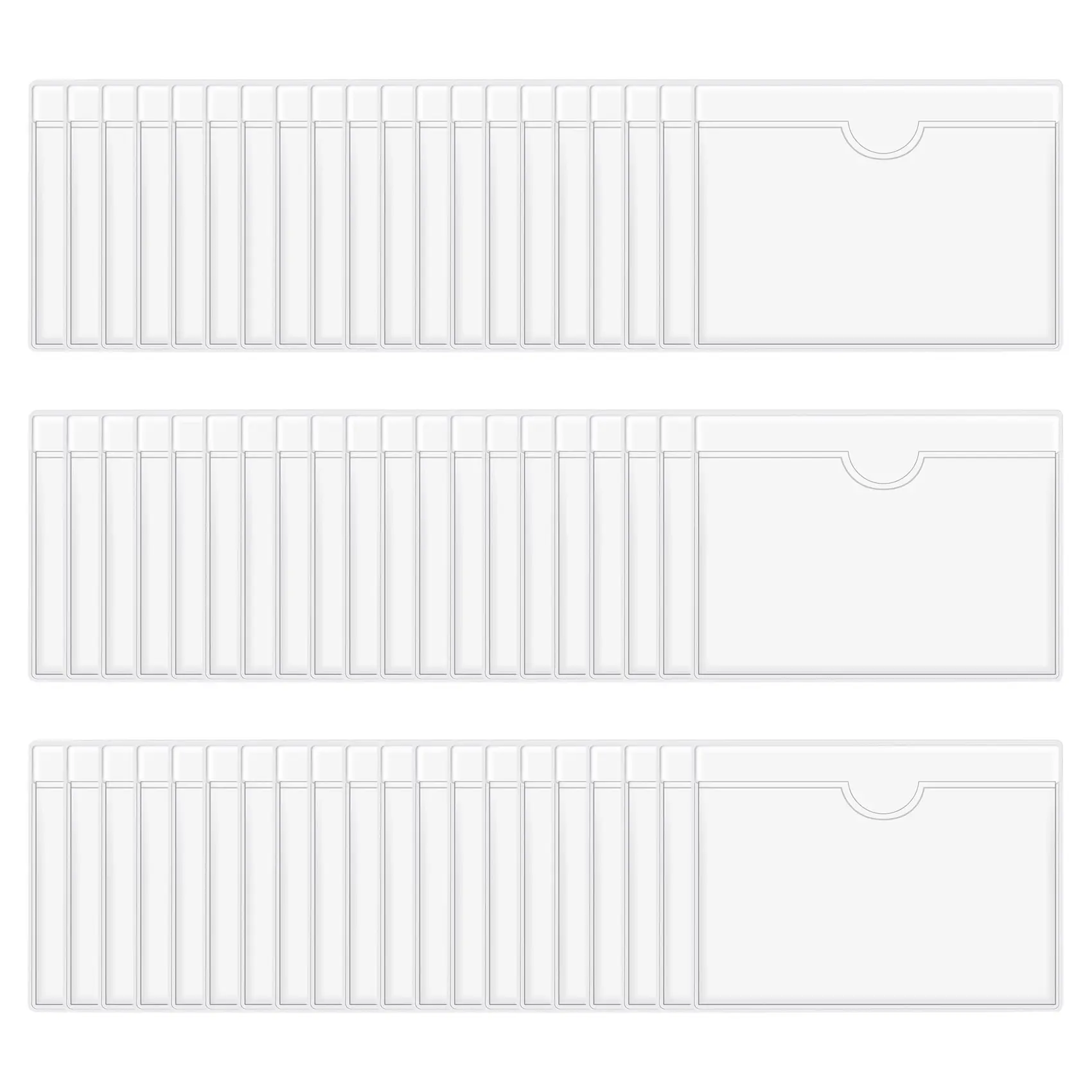60Pcs Self-Adhesive Label Holder Card Pockets Label Holder Clear Library Card Holders with Top Open for Index Cards