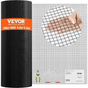 VEVOR Hardware Cloth, 48''x 100' 1/2inch Galvanized Wire Mesh Roll, 19 Gauge Chicken Wire Fencing Roll, Vinyl Coating Metal Wire Mesh for Chicken Coop Barrier, Rabbit Snake Fences, Poultry Enclosures