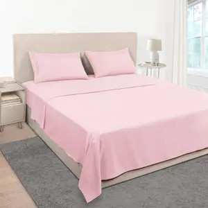 King Size Sheet Set - Soft Microfiber Bed Sheets,Deep Fitted Sheet, Soft, Breathable, Wrinkle & Fade Resistant - 4 Piece (King, Blush Pink)