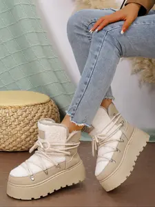 Winter thick soled warm snow boots for women, with thick plush lining, winter strap short cotton boots, winter casual women's boots, very suitable for daily and outdoor travel, Winter Boot Shoes
