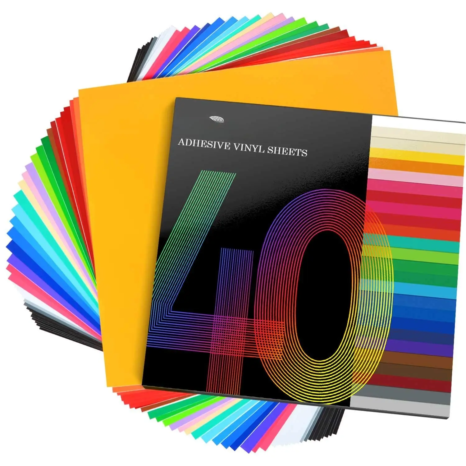 Durable Glossy Permanent Adhesive Vinyl Sheets, 12"x12" 40-Sheet Assorted Colors Pack, Apply for Cutting Machine, DIY Crafts, Indoor & Outdoor Long-Lasting Decorative Stickers/Decals