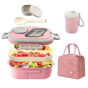 Lunch Box Set, 1 Set Including Lunch Bag & Cutlery & Lunch Box, Insulated Lunch Bag, Lunch Box with Compartments, Suitable for Travel, Kitchen, Picnic, Thermal Lunch Box