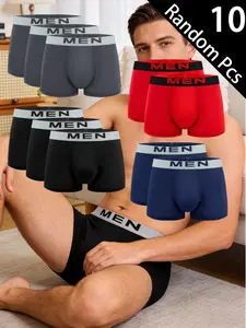 10 pcs men's four cornered underwear, comfort, Lightweight sports underwear, Sportswear, Suitable for all seasons, home, and various activities, Stretchy Sports Underwear