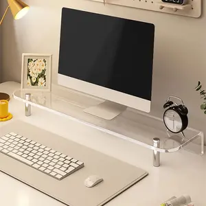 Acrylic Desktop Computer Riser Stand, Office Organizer Storage Rack, Laptop Display Holder, Portable Monitor Holder, Space-Saving Desk Accessory